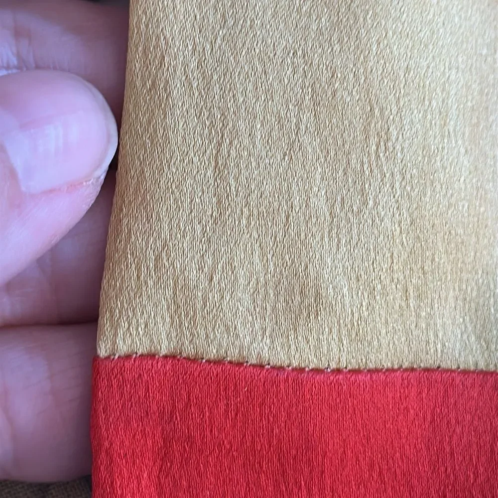 Vintage 50s/60s gold & tomato‎ red satin neck scarf